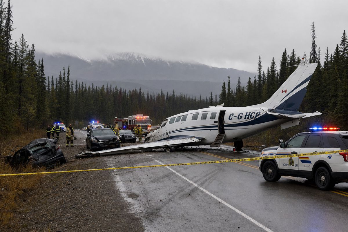 Metal Energy Charter Aircraft Makes Emergency Landing Near Prince George, Killing One Bystander; Two Company Employees U