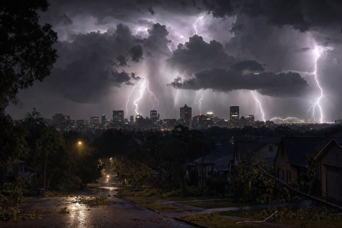 Severe Thunderstorms Strike Memphis Area, Leaving Thousands Without Power