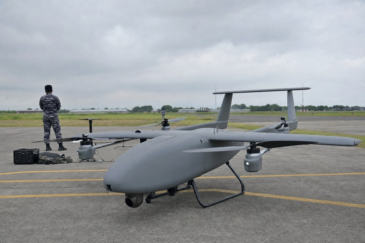 Indonesian Navy conducts land-based trials of China-made Honeycomb Aerospace HC-545 VTOL UAV at Pasuruan air base