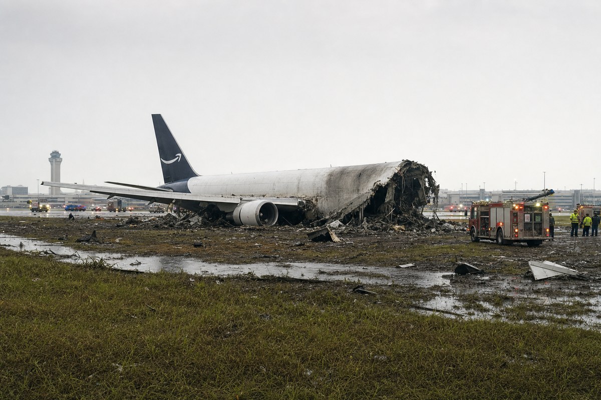 Amazon Prime Air Boeing 767 Overruns Miami Runway, Killing at Least 5; 317-Minute Ground Delay Disrupts Thousands of Fli