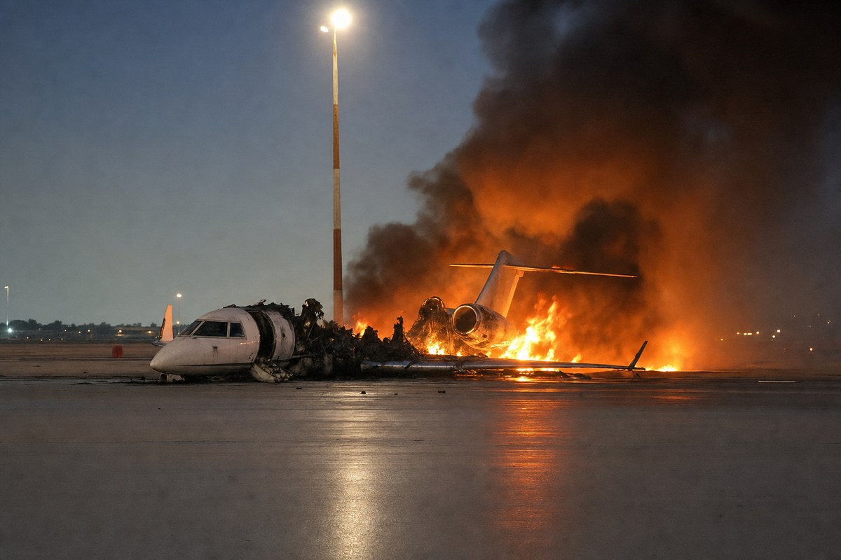 Brand-new Cessna Citation Latitude runs off runway and catches fire at Misrata Airport; all three crew survive