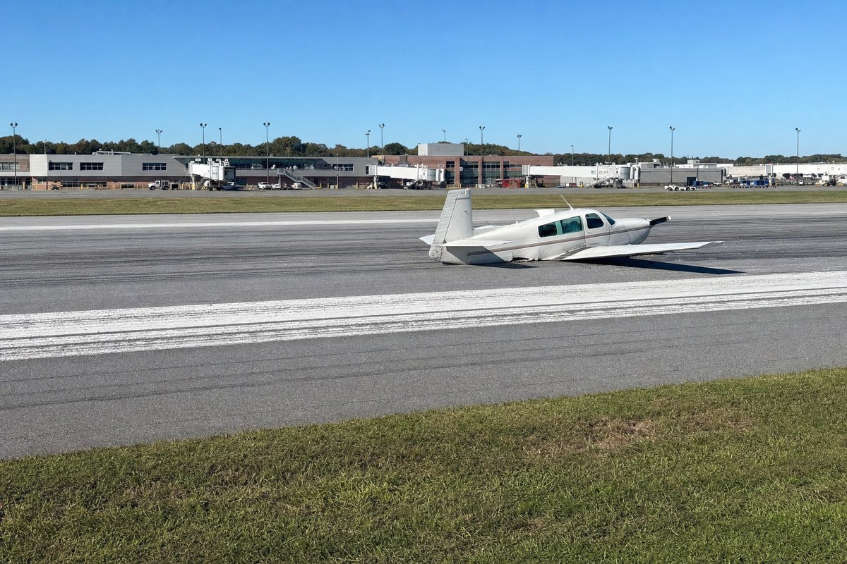 Mooney M20C Makes Gear-Up Landing at Piedmont Triad International Airport, Closing Portion of Runway