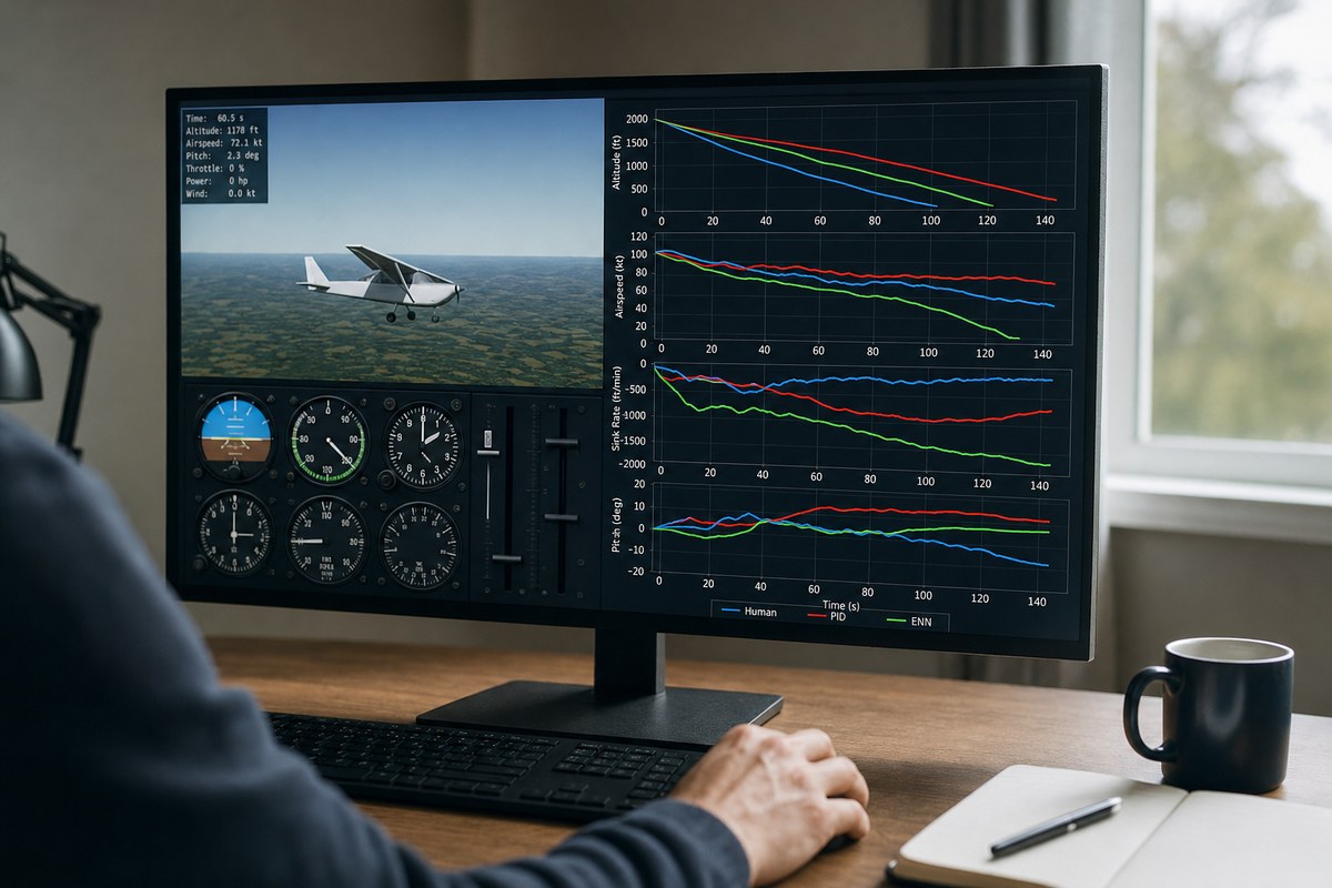 Evolutionary Neural Network Outperforms Humans and PID Controller in Single-Engine Glide Distance Study
