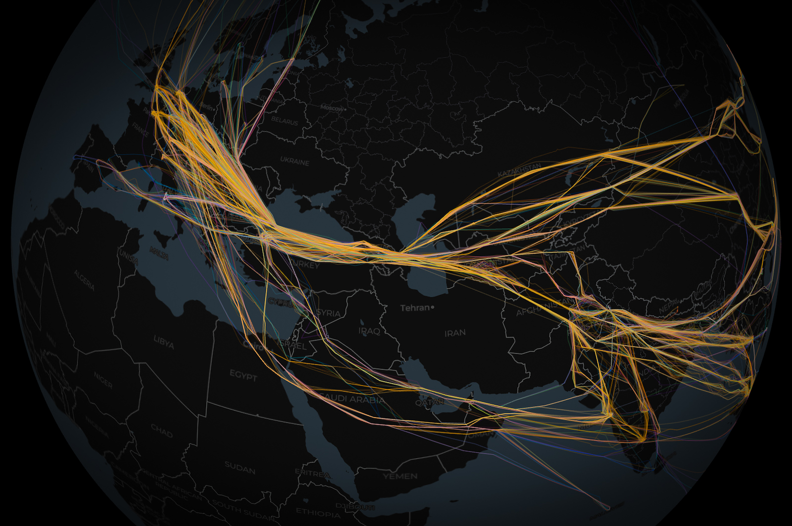 Conflicts Squeeze Europe–Asia Air Traffic Into an 85-Nautical-Mile Corridor Over Azerbaijan