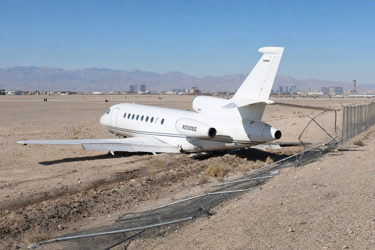 Falcon 50 N200SG Veers Off Runway 1L After Aborted Takeoff at Las Vegas, Closing Two Runways