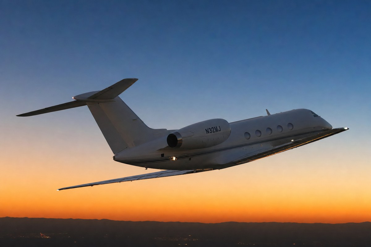 Gulfstream III N32MJ, registered to Magic Johnson Entertainment, flies 57 miles from Mojave to Bakersfield in 19 minutes