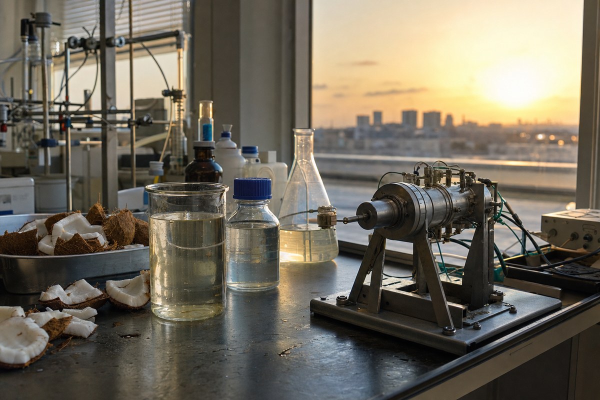 Osaka Metropolitan University Chemists Make Jet-Compatible Biofuel From Coconut Oil and Test It in a Micro Jet Engine