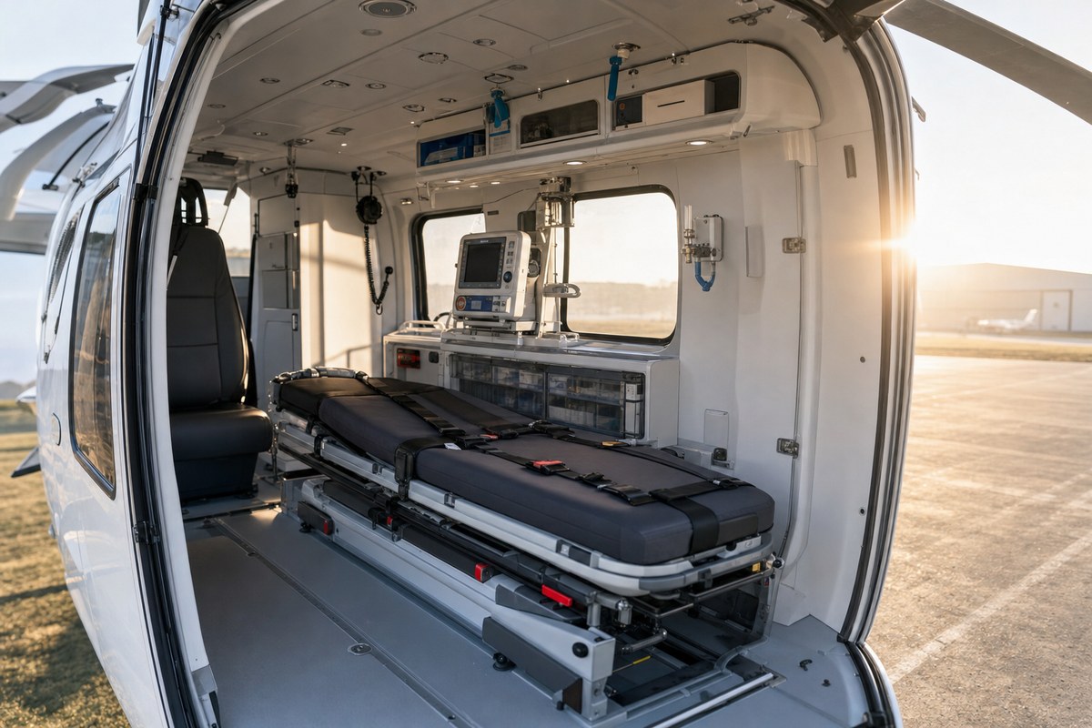 Metro Aviation unveils concept medical interior mockup for Airbus H140 at AMTC 2026