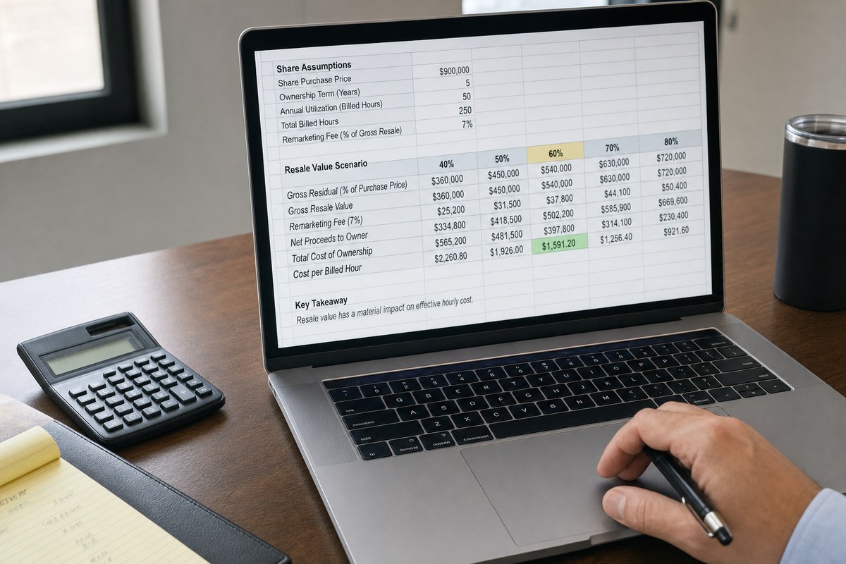 Fractional Share Resale Value Can Swing Hourly Cost by Hundreds of Dollars, BizJet Journal Model Shows