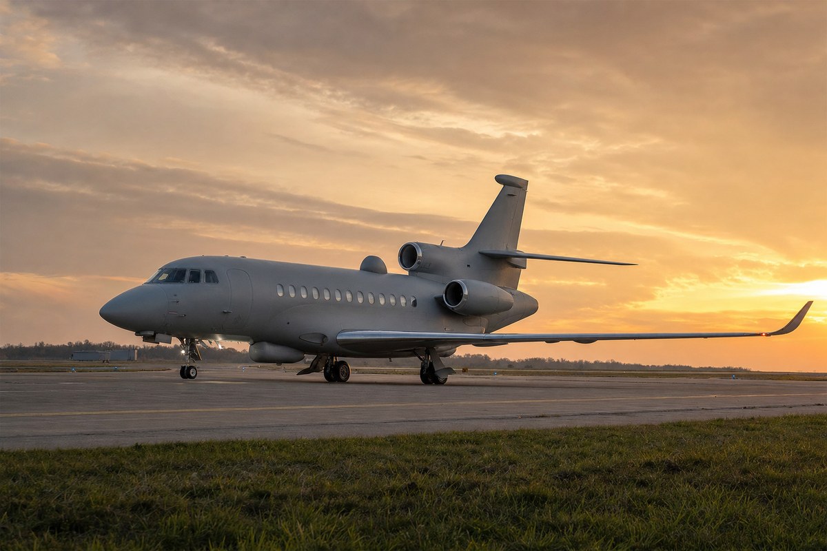 First French Falcon 8X Archange signals intelligence jet lands at Évreux and enters military testing